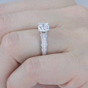 925 Sterling Silver Round Cut Solitaire Wedding Band CZ Engagement Ring Bridal Ring Half Sizes Size 3-12 SS043 image 3