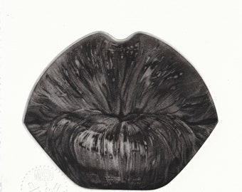 Estampe originale, mezzotint à partir d'une gravure sur cuivre: "big bisou". - 2023-