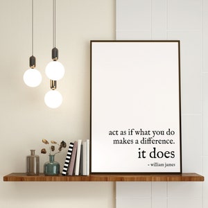 Maak een verschil print | William James | Quote Wall Art | Quote Print | Digitale download | Afdrukbare kunst aan de muur