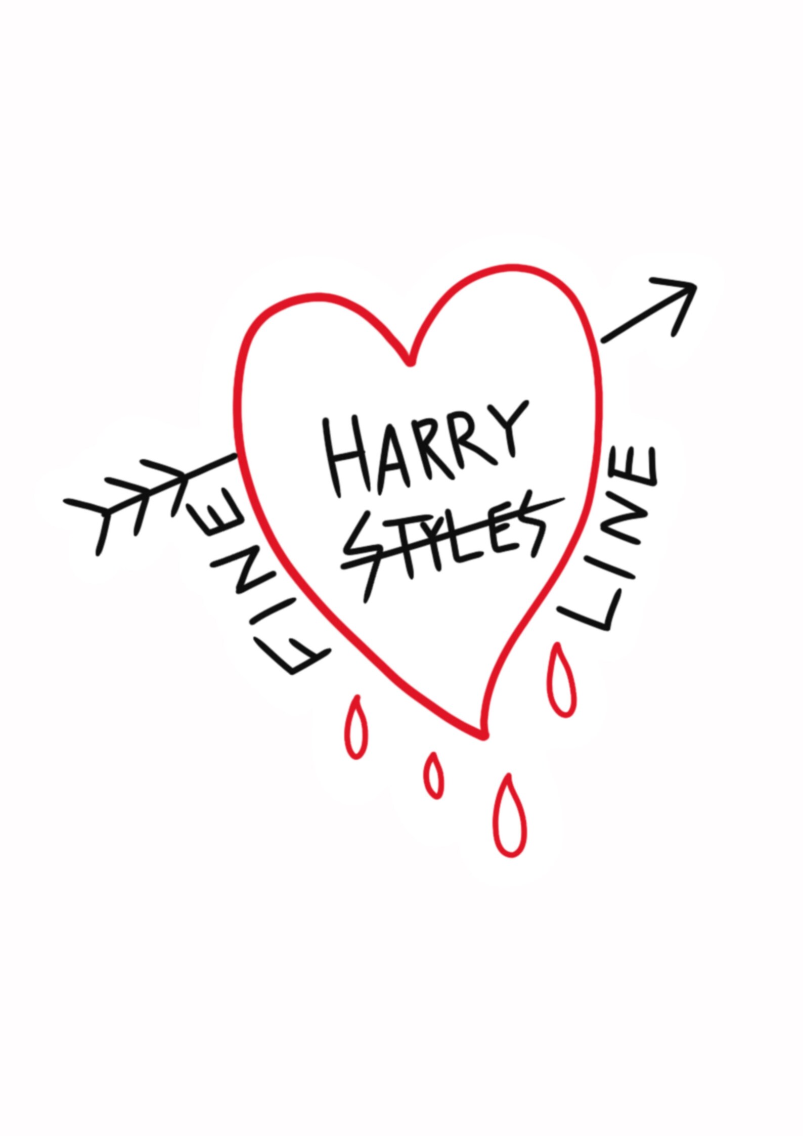 Fine Line Arrow Heart Print Harry Styles Print Etsy