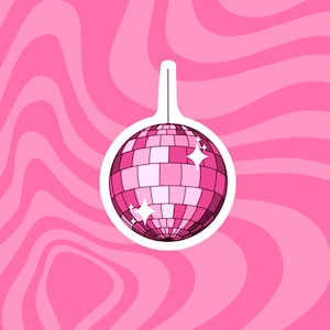 Pink Disco Mirrorball Sticker | Disco Aesthetic, Disco Stickers, Party Stickers