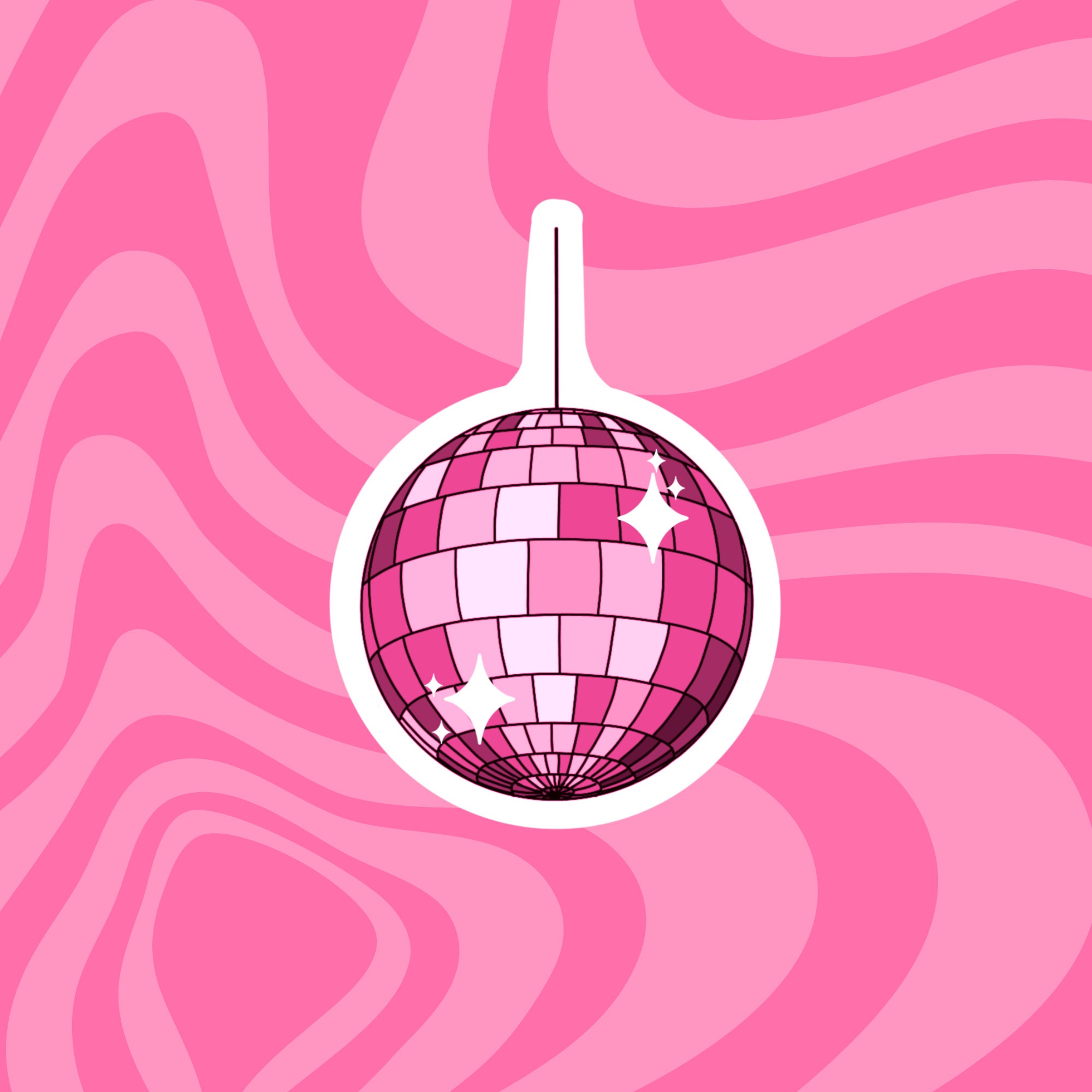 Pink Disco Mirrorball Sticker Disco Aesthetic, Disco Stickers, Party  Stickers 