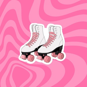 Pink Roller Skates Sticker | 90s Aesthetic, 00s Aesthetic, Roller Rink, Roller Skates, Roller Derby, Skating