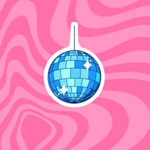 Blue Disco Mirrorball Sticker | Disco Aesthetic, Disco Stickers, Party Stickers