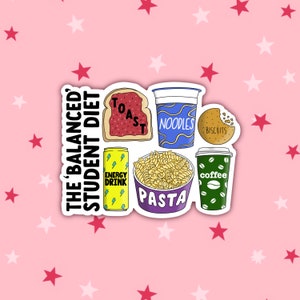 The Balanced Student Diet | Student Life Stickers | College Life | University Life