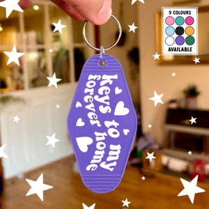 Keys to My Forever Home Keychain | Pink Motel Style Keychains, New Home Gift, First Home Gift, Housewarming Gift, New House Gift