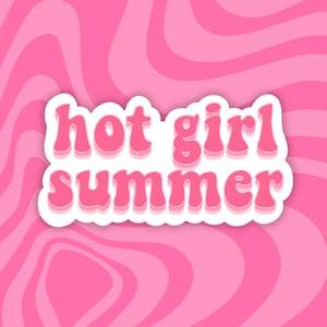 Pegatina de texto de verano de chica caliente, pegatina retro, pegatina maravillosa, estética de verano de chica caliente