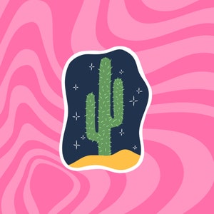 Autocollant de cactus de minuit | Autocollant Cowgirl Vibes, Autocollants Cowboy, Disco Cowboy, Esthétique Cowgirl, Esthétique Cowboy