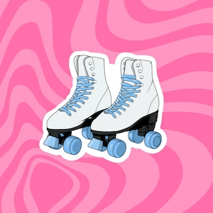 Adesivo blu Roller Skates / Estetica anni '90, Estetica anni 00, Pista di pattinaggio, Pattini a rotelle, Roller Derby, Pattinaggio