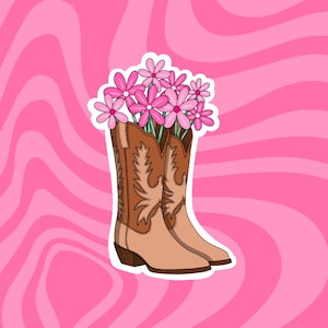 Flores em botas de vaqueiro adesivos de <br> Entrega Rápida? Adesivo Cowgirl Vibes, Adesivos de Cowboy, Disco Cowboy, Estética de Cowgirl, Estética de Cowboy