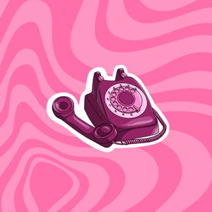 Pink Vintage Phone Sticker | Vintage Phone, Rotary Phone, Aesthetic Phone, Aesthetic Sticker