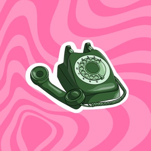 Green Vintage Phone Sticker | Vintage Phone, Rotary Phone, Aesthetic Phone, Aesthetic Sticker