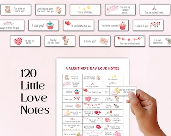 Notes d'amour pour la Saint-Valentin : messages imprimables pour la boîte à lunch (téléchargement numérique)