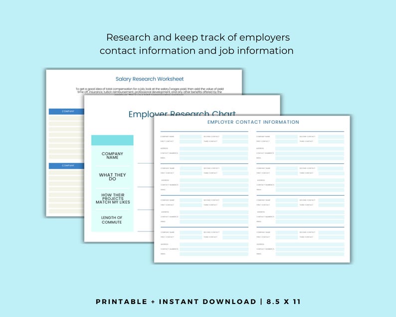 Job Finding Templete Job Search Worksheets, Job Tracker, Resume, Job Search Checklist, Job ...