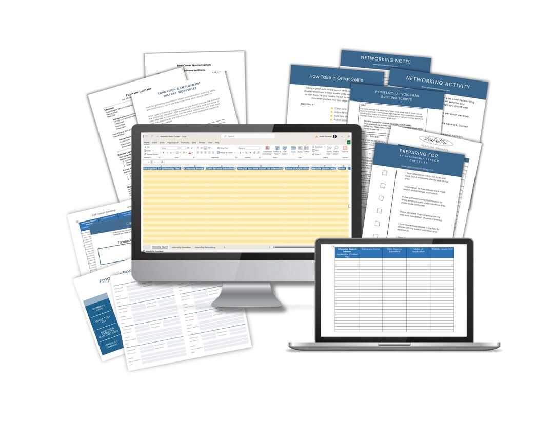 Internship Strategy Printable Worksheets Search Tracker Networking Activity - Etsy