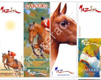 Collection bookmarks, horse theme by the painter MEZ-deMEZERAC