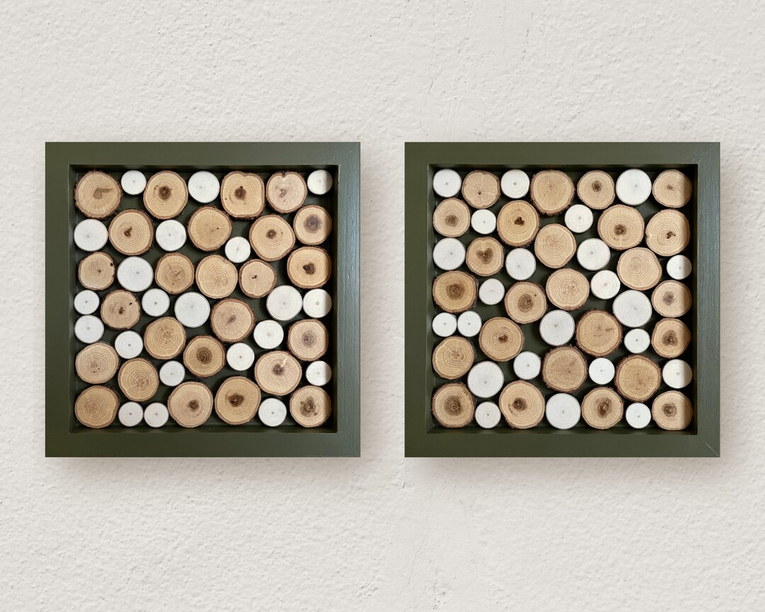 Reclaimed Wood Slice Wall Art Set: Rustic Oak & Maple Mosaic - Etsy