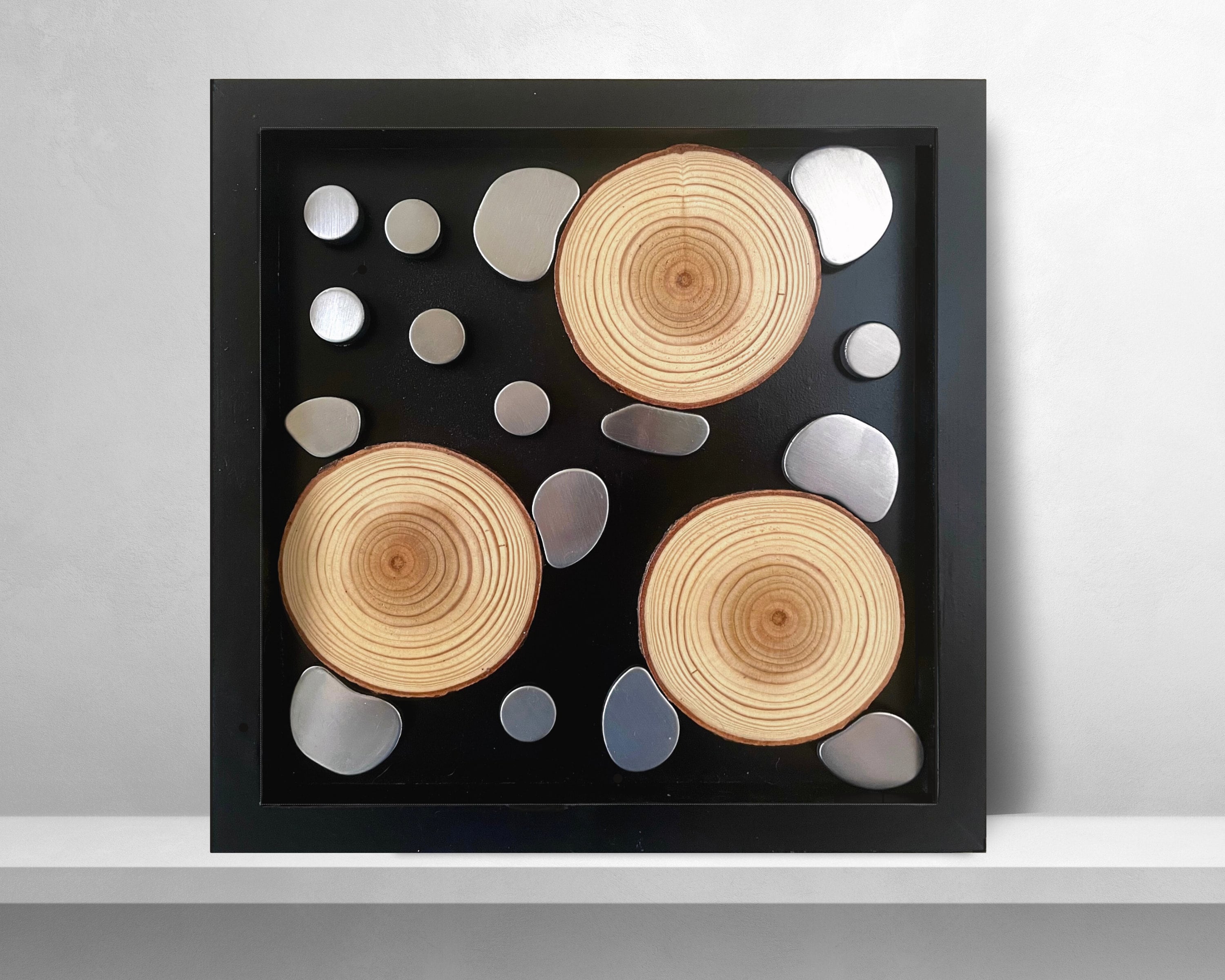 Wood and Metal Wall Art, Wood Slice Wall Art, Wood Wall Art Mosaic