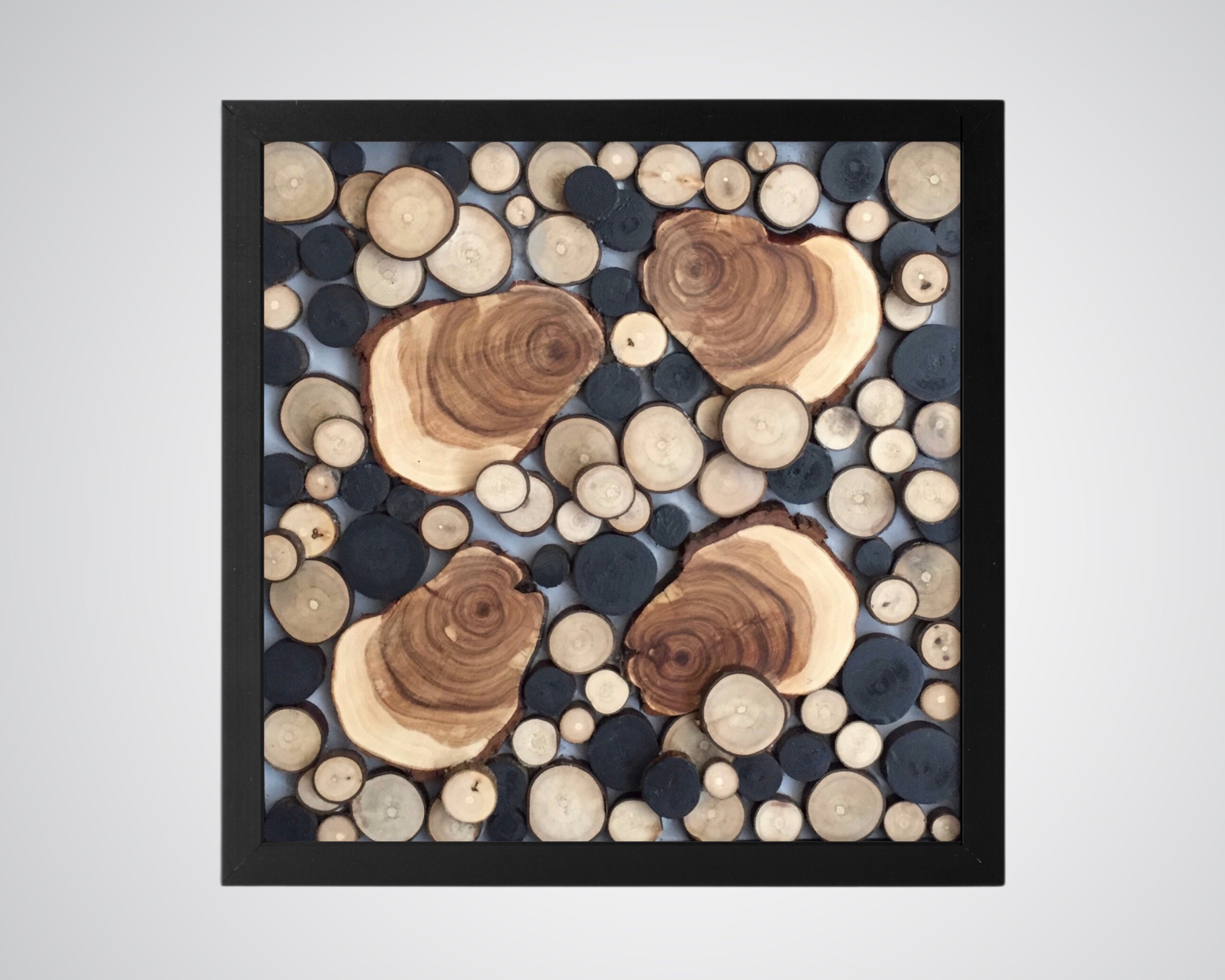Wood slice wall art, Tree slice wall art, Wood mosaic art, Abstract