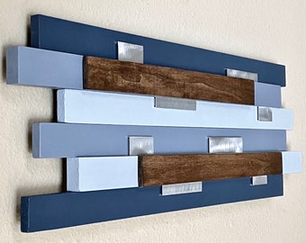 Wood wall sculpture, Abstract 3D wall art, Reclaimed wood art, Wood and metal wall art, Modern rustic wall art