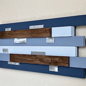 3D wood wall art, Wood and metal wall art, Modern wooden wall art, Painted wood wall art, Modern wall sculpture
