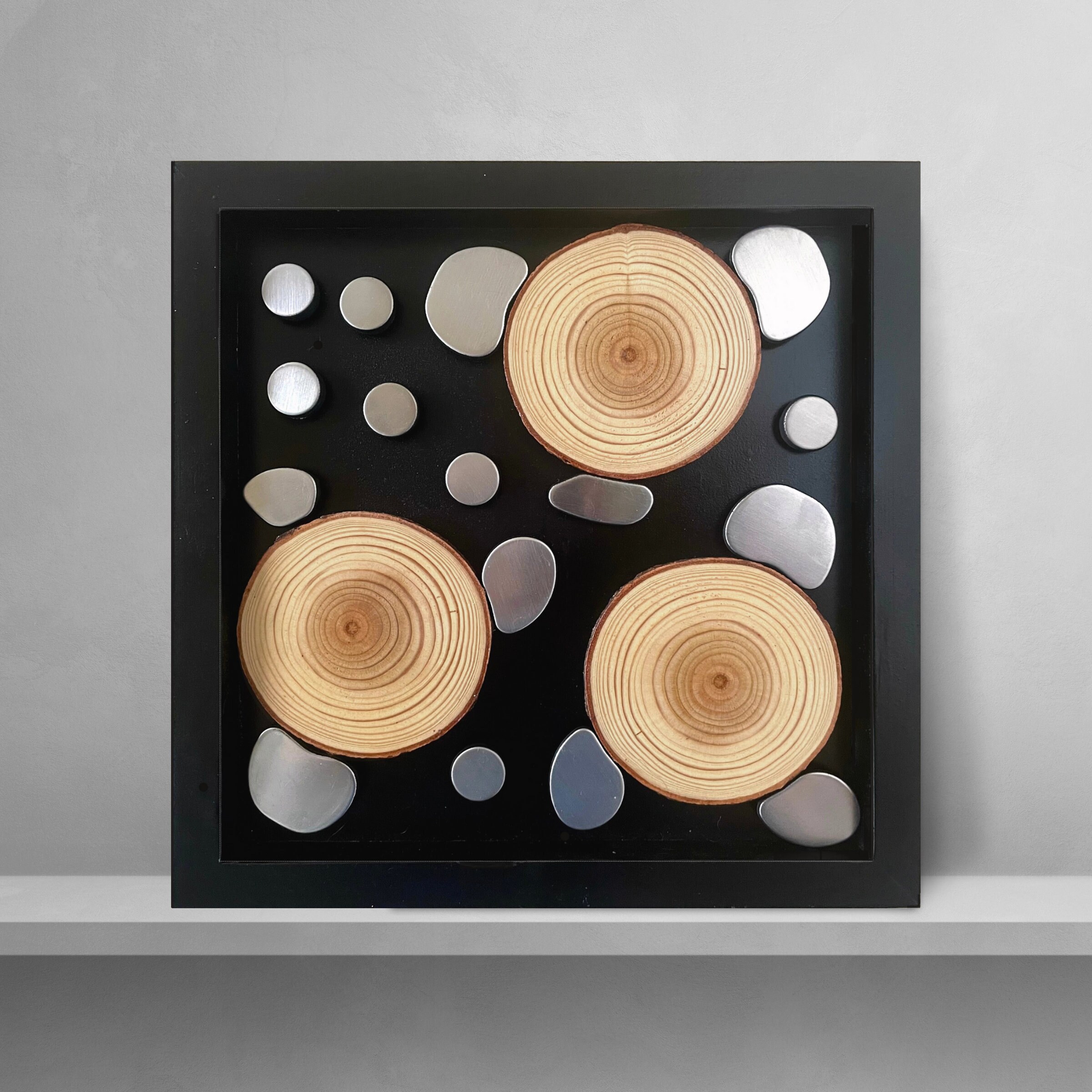 Metal Wood Wall Art Wood Slice Wall Art Wood Mosaic Small Etsy