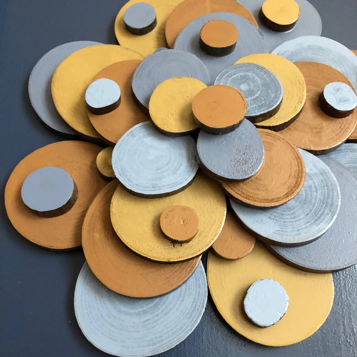 Wood flower wall art 3D flower wall decor Wood mosaic wall Etsy