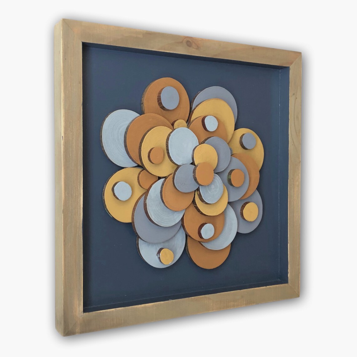 Wood flower wall art 3D flower wall decor Wood mosaic wall Etsy