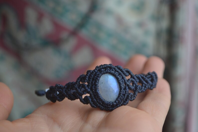 Bracet Makramee Bracelet Moonstone Macrame Moonstone Bracelet Blue Blue