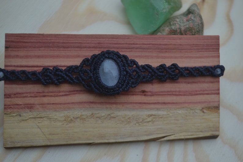 Bracet Makramee Bracelet Moonstone Macrame Moonstone Bracelet Blue Blue
