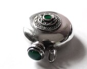 Antique - Pendant with bottle for perfume - silver 925 with chrysoprase