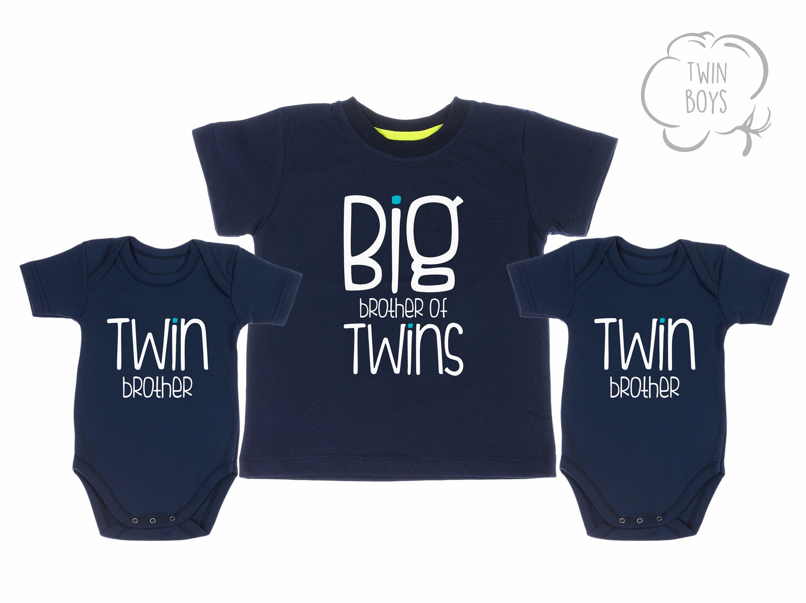 Big Brother of Twins Shirt & Twin Boy Girl Outfits Set of 3 Etsy