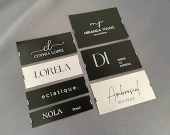 Más de 1000 etiquetas de costura, etiquetas de logotipo personalizadas, etiquetas de ropa personalizadas, costura en blanco o negro en etiquetas de satén suave