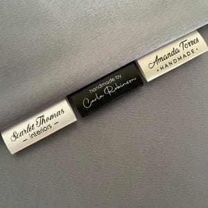 Set of 100 Custom Labels in Cream, White or Black, Clothing Sewing Tags with Your Logo or Custom Text
