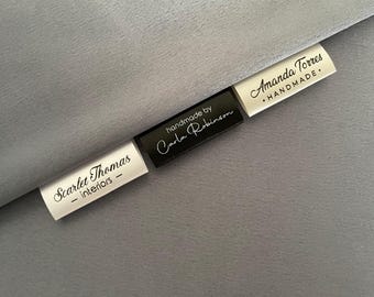 Juego de 100 etiquetas personalizadas en crema, blanco o negro, etiquetas para coser ropa con su logotipo o texto personalizado.