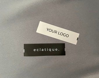 Coser personalizado en etiquetas satinadas, etiquetas artesanales de costura plana, etiquetas de marca sedosas en blanco o negro en tamaño 3/4" x 2 3/4" (20 mm x 70 mm)