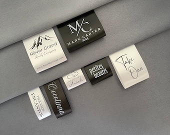 Custom Clothing Labels, Personalized Sewing Tags, Black or White Fold Over Labels