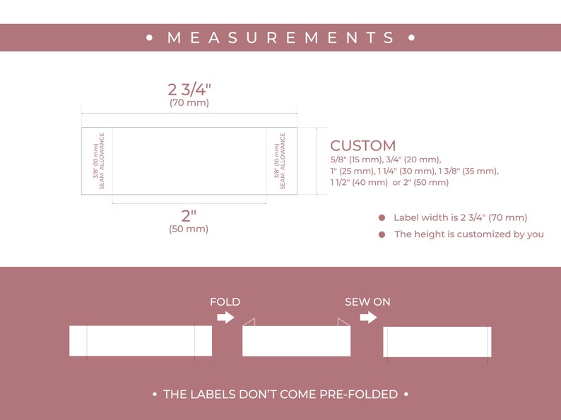 Measuremnts Labels 1000+ Sewing Labels, Custom Logo Tags, Personalized Clothing Labels ...
