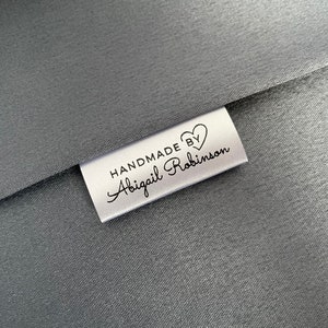 Personalized Clothing Tags, Custom Satin Sewing Labels in Cream, White or Black, Custom Soft Woven Labels for Clothes, Blankets, Bibs, etc.