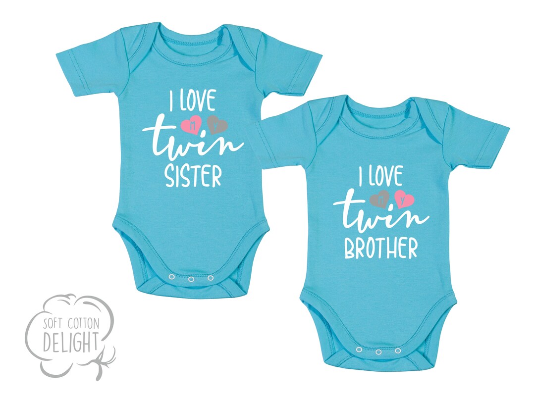 Twin Baby Shower Gift Girl Boy Twin Outfits I Love My Twin Etsy