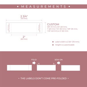 Measuremnts Labels Satin Clothing Labels With Logo/text and Multiple Sizes, Set of Sewing ...