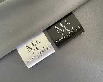 Black or White Fold Over Labels, Logo Tags, Silky Satin Brand Labels