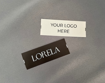 Etiquetas de costura de satén personalizadas, etiquetas para ferias de artesanía personalizadas de 25 mm x 70 mm (1" x 2 3/4")