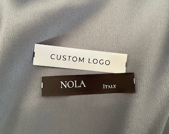 Custom Clothing Tags, 5/8" x 2 3/4" (15 mm x 70 mm) Black, Cream or White Sew on Soft Satin Tags