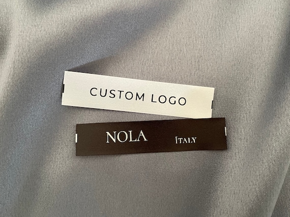 Custom Clothing Tags, 5/8" x 2 3/4" (15 mm x 70 mm) Black, Cream or White Sew on Soft Satin Labels