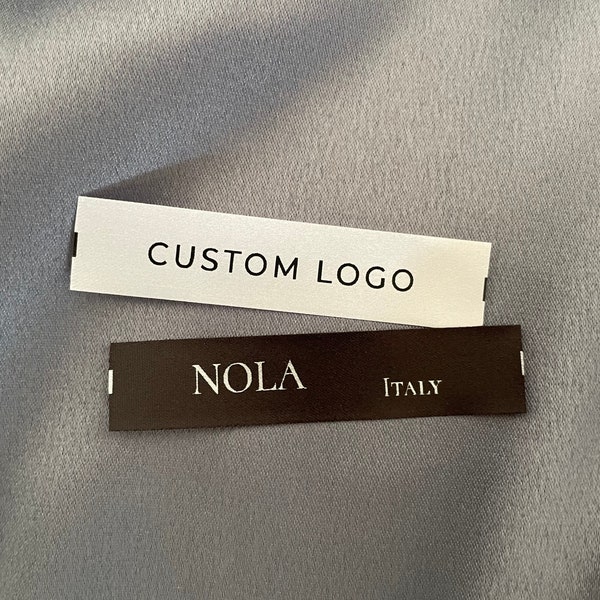 Custom Clothing Tags, 5/8" x 2 3/4" (15 mm x 70 mm) Black, Cream or White Sew on Soft Satin Tags