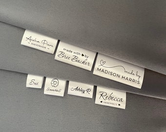 Etiquetas para ropa, etiquetas de satén sedoso blanco para coser ropa y prendas, etiquetas personalizadas con varios tamaños.