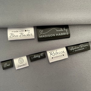 Custom Logo Labels, Personalized Black or White Soft Satin Tags