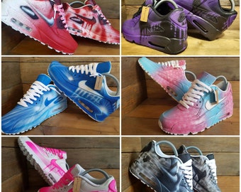 Custom Painted Air Max  90/Sneakers/Shoes/Kicks/Premium/Personalised/Pink-Purple Graffiti