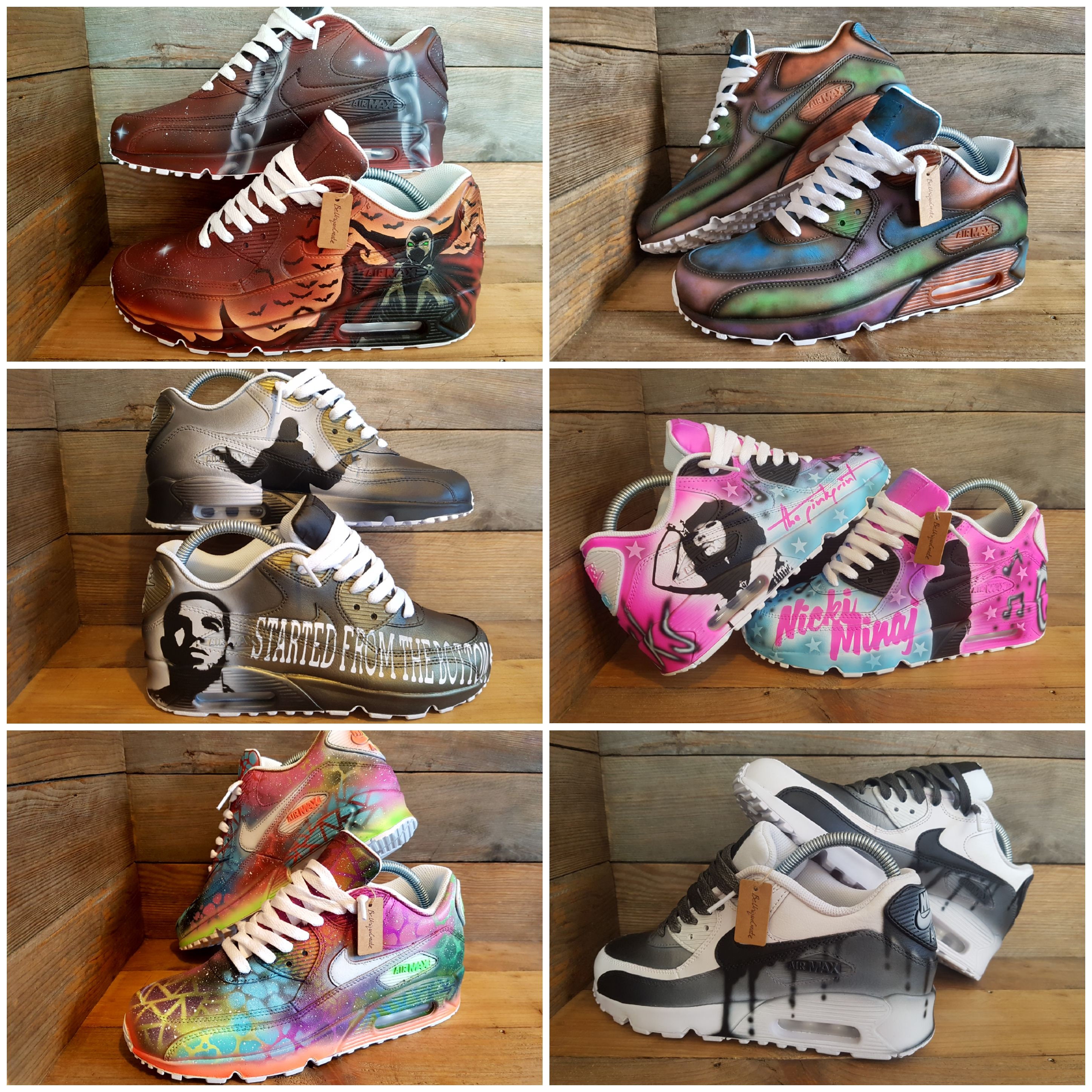 Custom Painted Air Max 90/Sneakers/Shoes/Kicks/Premium/Personalised/Pink-Purple Graffiti